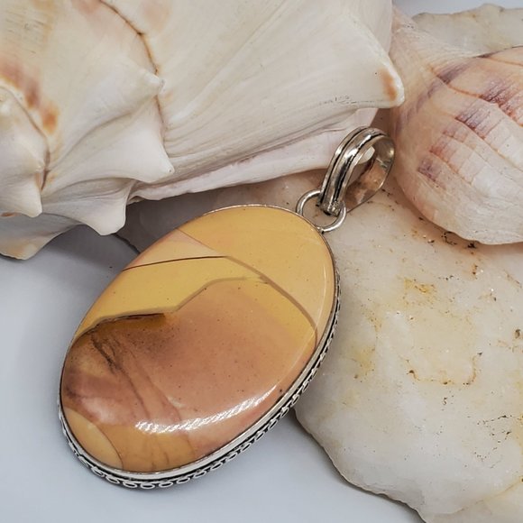 Handmade Artisan Jewelry - Natural Mookaite Stone Silver Pendant